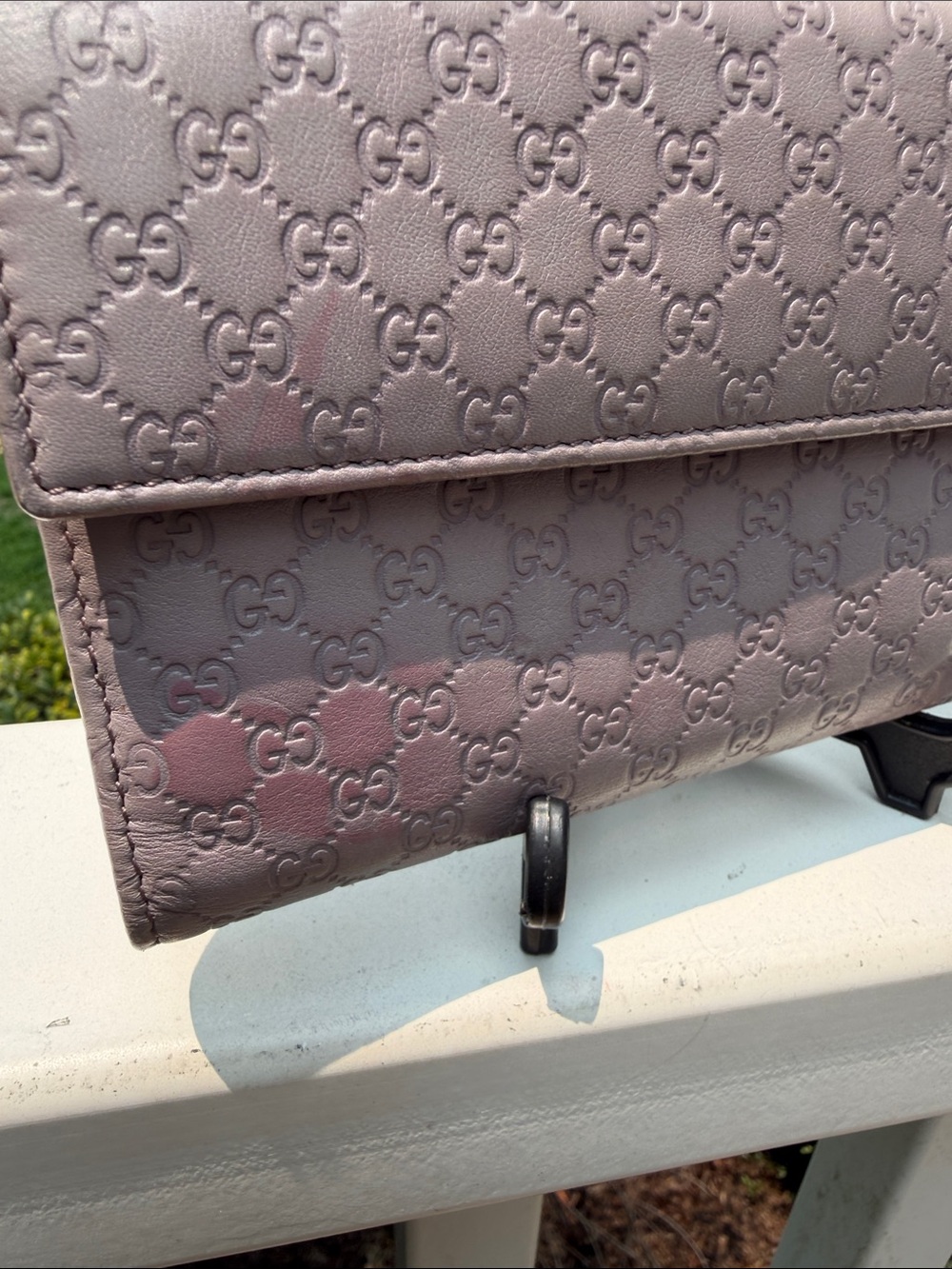 Gucci RARE Vintage LILAC Embossed GG Leather Wallet Clutch - Picture 5 of 17